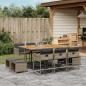 Preview: ARDEBO.de - 11-tlg. Garten-Essgruppe mit Kissen Grau Poly Rattan