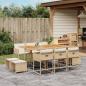 Preview: ARDEBO.de - 11-tlg. Garten-Essgruppe mit Kissen Beige Poly Rattan