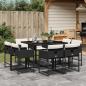 Preview: ARDEBO.de - 9-tlg. Garten-Essgruppe mit Kissen Schwarz Poly Rattan