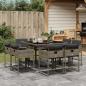 Preview: ARDEBO.de - 9-tlg. Garten-Essgruppe mit Kissen Grau Poly Rattan