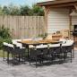 Preview: ARDEBO.de - 11-tlg. Garten-Essgruppe mit Kissen Schwarz Poly Rattan