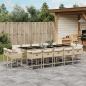 Preview: ARDEBO.de - 15-tlg. Garten-Essgruppe mit Kissen Beige Poly Rattan