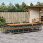 Preview: ARDEBO.de - 17-tlg. Garten-Essgruppe mit Kissen Grau Poly Rattan