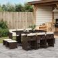 Preview: ARDEBO.de - 11-tlg. Garten-Essgruppe mit Kissen Braun Poly Rattan