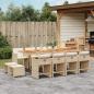 Preview: ARDEBO.de - 13-tlg. Garten-Essgruppe mit Kissen Beige Poly Rattan