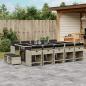 Preview: ARDEBO.de - 15-tlg. Garten-Essgruppe mit Kissen Hellgrau Poly Rattan