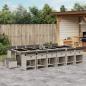 Preview: ARDEBO.de - 17-tlg. Garten-Essgruppe mit Kissen Hellgrau Poly Rattan