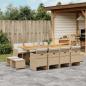 Preview: ARDEBO.de - 13-tlg. Garten-Essgruppe mit Kissen Beige Poly Rattan