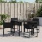 Preview: Gartenstühle mit Kissen 4 Stk. Schwarz Poly Rattan