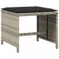 Preview: Gartenhocker mit Kissen 4 Stk. Hellgrau 40x40x35 cm Poly Rattan