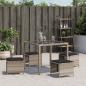 Preview: Gartenhocker mit Kissen 4 Stk. Hellgrau 40x40x35 cm Poly Rattan