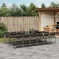 Preview: ARDEBO.de - 13-tlg. Garten-Essgruppe mit Kissen Grau Poly Rattan