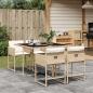 Preview: ARDEBO.de - 5-tlg. Garten-Essgruppe mit Kissen Beige Poly Rattan