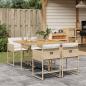 Preview: ARDEBO.de - 5-tlg. Garten-Essgruppe mit Kissen Beige Poly Rattan