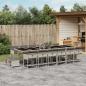 Preview: ARDEBO.de - 17-tlg. Garten-Essgruppe mit Kissen Hellgrau Poly Rattan