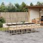 Preview: ARDEBO.de - 13-tlg. Garten-Essgruppe mit Kissen Beige Poly Rattan