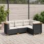 Preview: ARDEBO.de - 4-tlg. Garten-Sofagarnitur mit Kissen Schwarz Poly Rattan