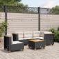 Preview: ARDEBO.de - 6-tlg. Garten-Sofagarnitur mit Kissen Schwarz Poly Rattan