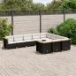 Preview: ARDEBO.de - 10-tlg. Garten-Sofagarnitur mit Kissen Schwarz Poly Rattan