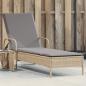 Preview: ARDEBO.de - Sonnenliege mit Rollen und Auflage Beige Poly Rattan