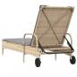 Preview: Sonnenliege mit Rollen und Auflage Beige Poly Rattan