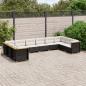 Preview: ARDEBO.de - 10-tlg. Garten-Sofagarnitur mit Kissen Schwarz Poly Rattan