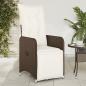 Preview: ARDEBO.de - Gartensessel mit Kissen 2 Stk. Verstellbar Braun Poly Rattan