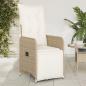 Preview: ARDEBO.de - Gartensessel mit Kissen 2 Stk. Verstellbar Beige Poly Rattan