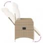 Preview: Gartensessel mit Kissen 2 Stk. Verstellbar Beige Poly Rattan