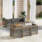 Preview: ARDEBO.de - 7-tlg. Garten-Sofagarnitur mit Kissen Grau Poly Rattan