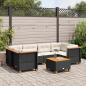 Preview: ARDEBO.de - 7-tlg. Garten-Sofagarnitur mit Kissen Schwarz Poly Rattan