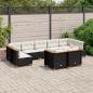 Preview: ARDEBO.de - 9-tlg. Garten-Sofagarnitur mit Kissen Schwarz Poly Rattan