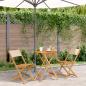 Preview: ARDEBO.de - 3-tlg. Bistro-Set Beige Stoff und Massivholz