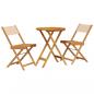 Preview: 3-tlg. Bistro-Set Beige Stoff und Massivholz