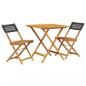 Preview: 3-tlg. Bistro-Set Schwarz Poly Rattan und Massivholz