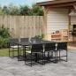 Preview: ARDEBO.de - 7-tlg. Garten-Essgruppe mit Kissen Schwarz Poly Rattan