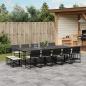 Preview: ARDEBO.de - 15-tlg. Garten-Essgruppe mit Kissen Schwarz Poly Rattan