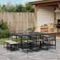 Preview: ARDEBO.de - 11-tlg. Garten-Essgruppe mit Kissen Schwarz Poly Rattan