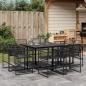 Preview: ARDEBO.de - 9-tlg. Garten-Essgruppe Schwarz Poly Rattan