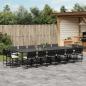 Preview: ARDEBO.de - 17-tlg. Garten-Essgruppe mit Kissen Schwarz Poly Rattan