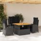 Preview: ARDEBO.de - 4-tlg. Garten-Essgruppe mit Kissen Schwarz Poly Rattan