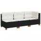 Preview: Gartensofa mit Kissen 3-Sitzer Schwarz Poly Rattan