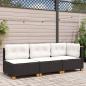 Preview: Gartensofa mit Kissen 3-Sitzer Schwarz Poly Rattan