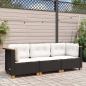 Preview: Gartensofa mit Kissen 3-Sitzer Schwarz Poly Rattan