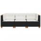 Preview: Gartensofa mit Kissen 3-Sitzer Schwarz Poly Rattan