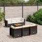 Preview: ARDEBO.de - 7-tlg. Garten-Sofagarnitur mit Kissen Schwarz Poly Rattan