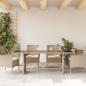 Preview: Gartentisch mit Glasplatte Beige 190x80x75 cm Poly Rattan