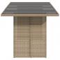 Preview: Gartentisch mit Glasplatte Beige 190x80x75 cm Poly Rattan