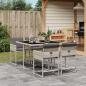 Preview: ARDEBO.de - 5-tlg. Garten-Essgruppe mit Kissen Hellgrau Poly Rattan