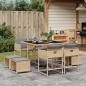 Preview: ARDEBO.de - 9-tlg. Garten-Essgruppe mit Kissen Beigemischung Poly Rattan